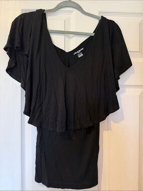 A Pea in the Pod Black Flutter Sleeve Maternity Tunic